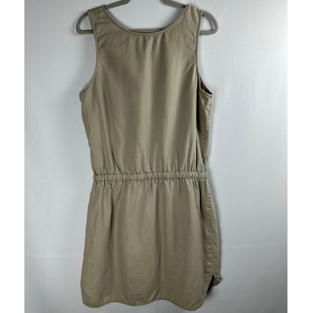 Eastern Mountain Sports Dress Large Tan Linen Blend Sleeveless Safari Minimalist - Picture 2 of 7